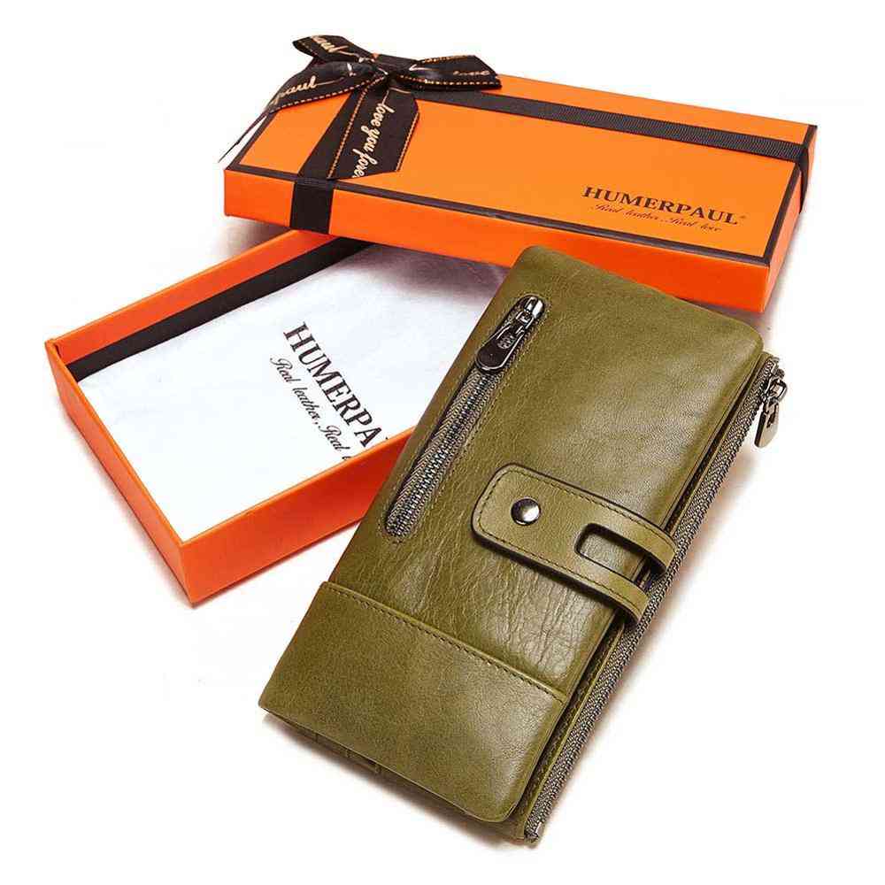 Leather- Rfid Card Holder, Long Wallet Purse