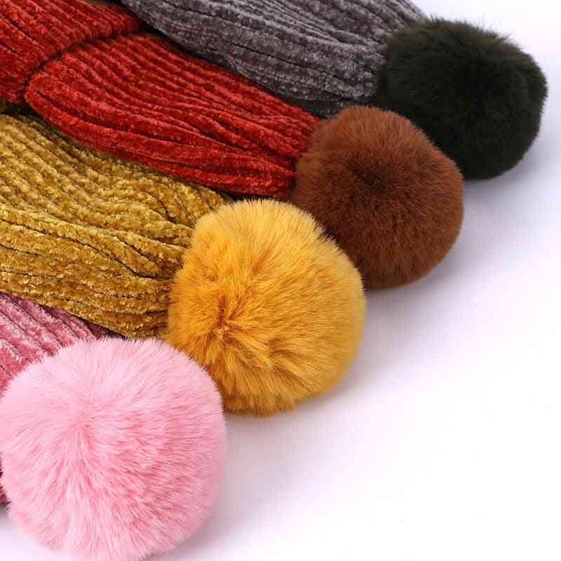 Ensemble de gants d'écharpe de chapeau de bébé d'hiver, chapeaux tricotés à pompon