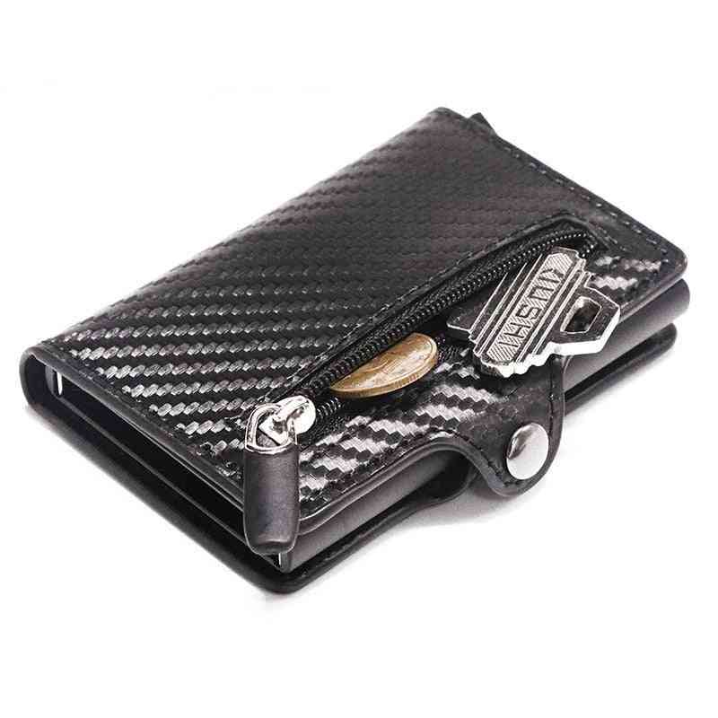 Purse Rfid Card Holder Protection Button Coin Wallet