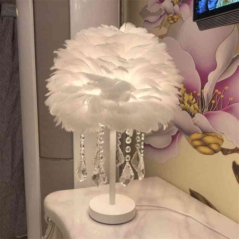 Modern Feather Light Art Crystal Table Lamp