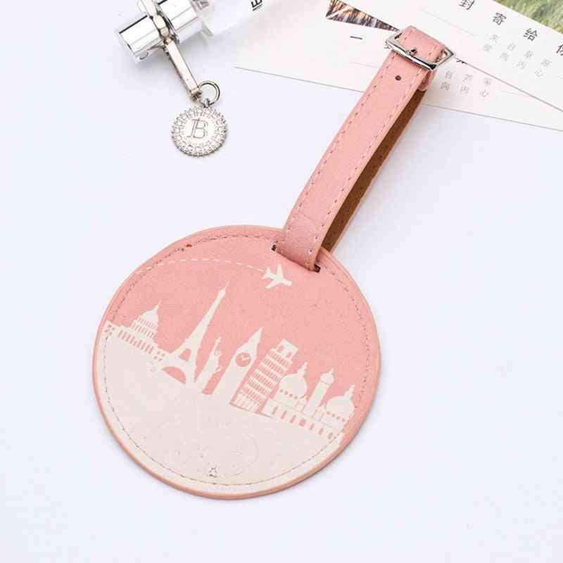 Leather Round Boarding Pass Suitcase Luggage Tags