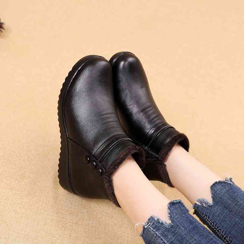 Fashion Winter Women Leather Ankle Warm Boots
