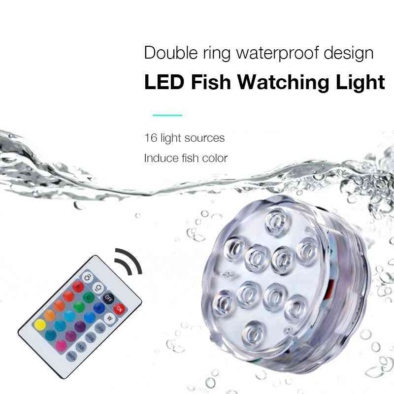 Lumière de réservoir de poissons ip68 alimentée par batterie à LED submersible à télécommande