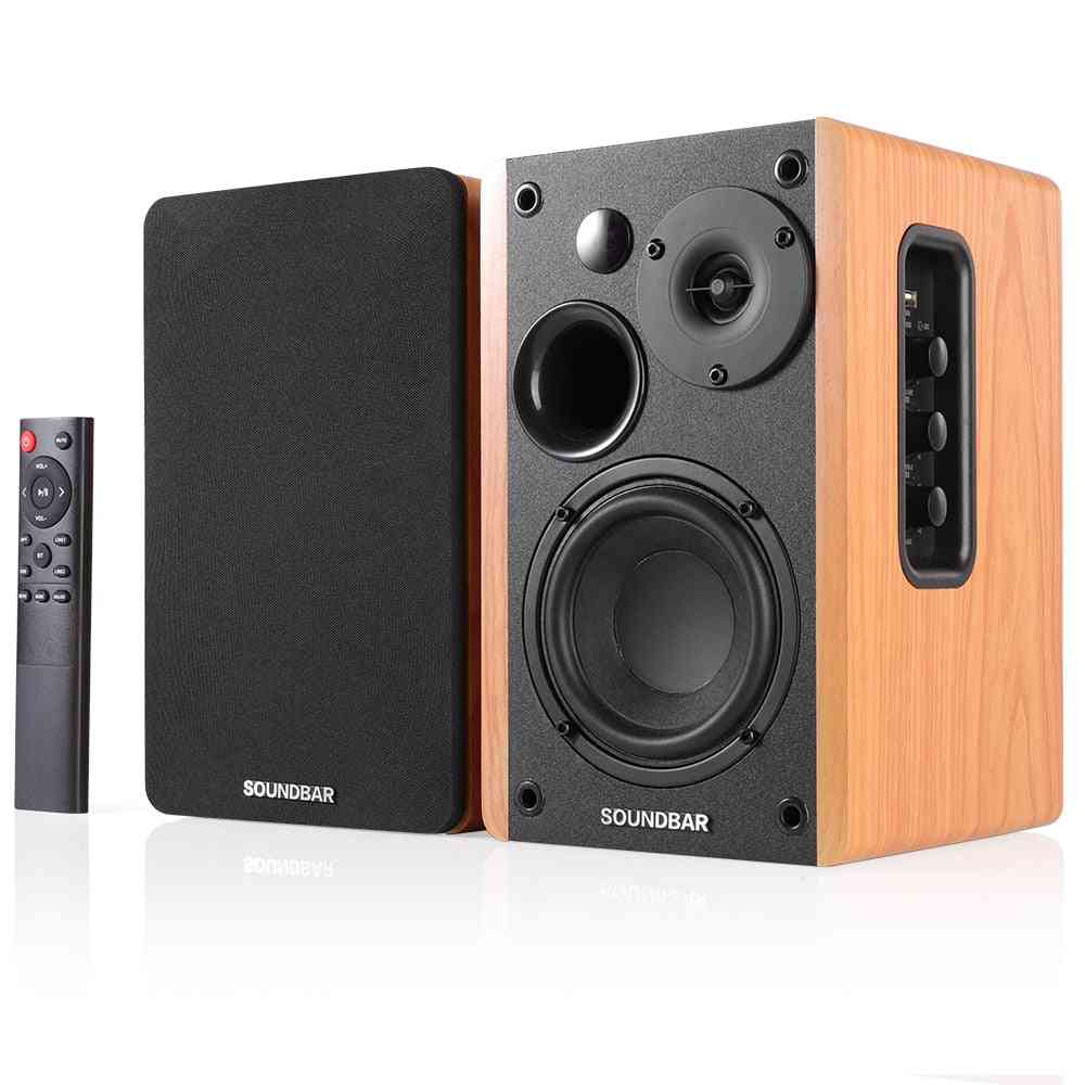 Bookshelf Bluetooth Sound System Wood Music Speakers