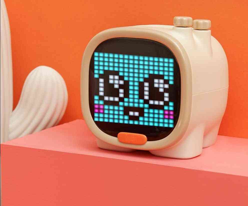 Portable Bluetooth Speaker Wireless Mini With Alarm Clock Pixel Art Tf Card Cute Gadget With Led Screen For Desktop