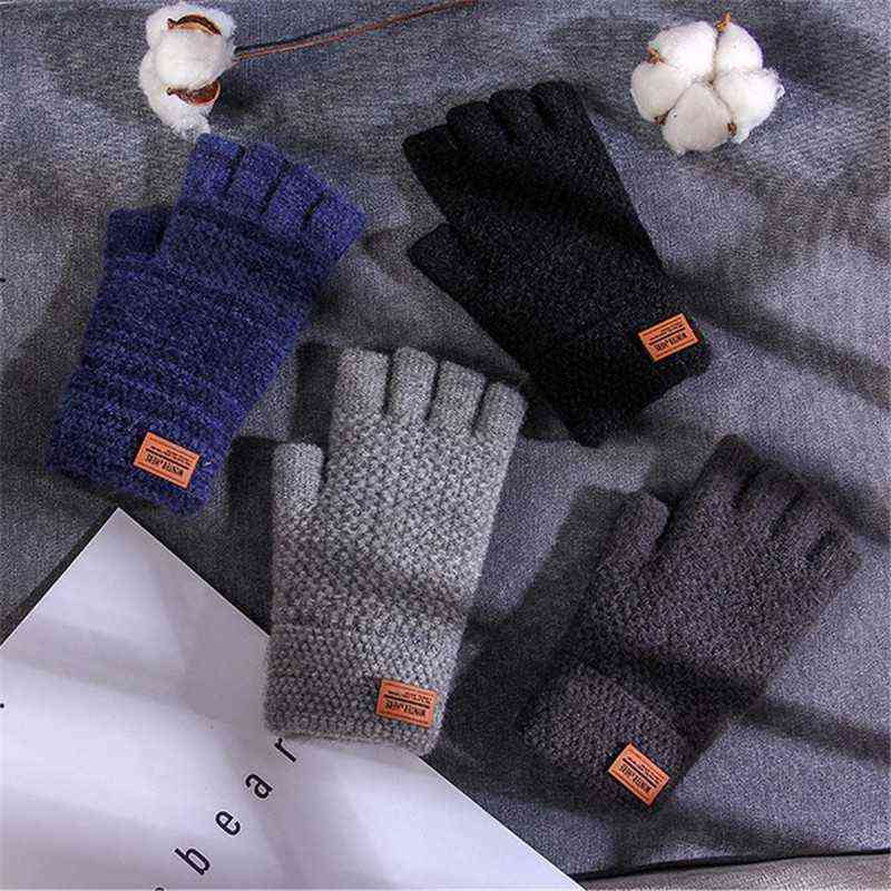 Mens Thinsulate Wolly Mitts Thermal Winter Knitted Fingerless Gloves Cold Warm