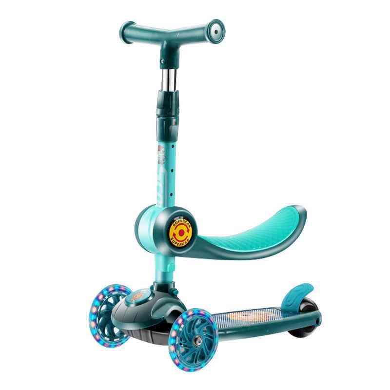 Two Modes 3-wheels Led Shine, Balance Adjustable Height, Sit Skateboard Toy