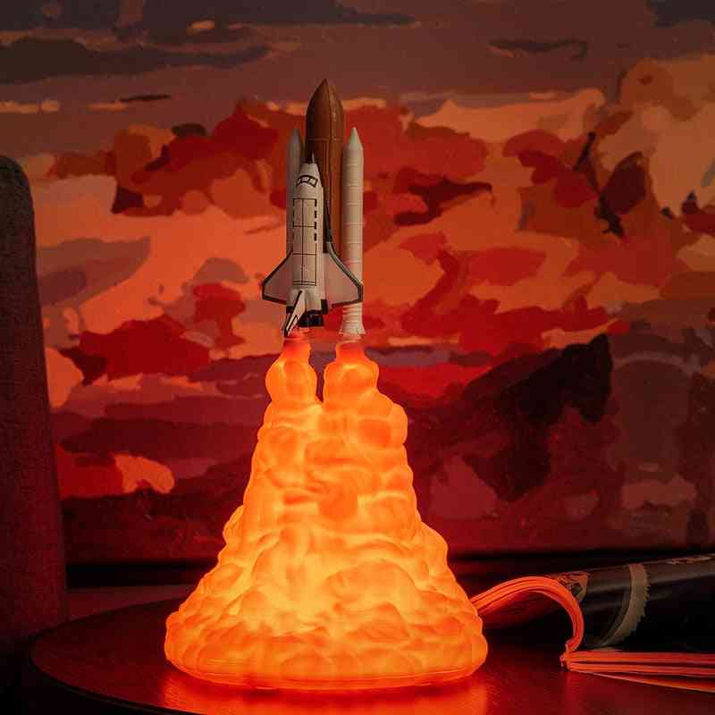 Night Light By 3d Print For Space Lovers Rocket Lamp