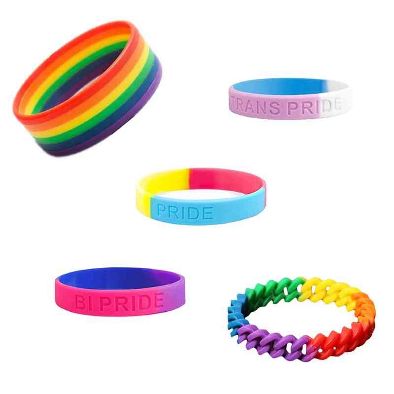 Unisex Rainbow Silicone Rubber Wristlet Bracelet