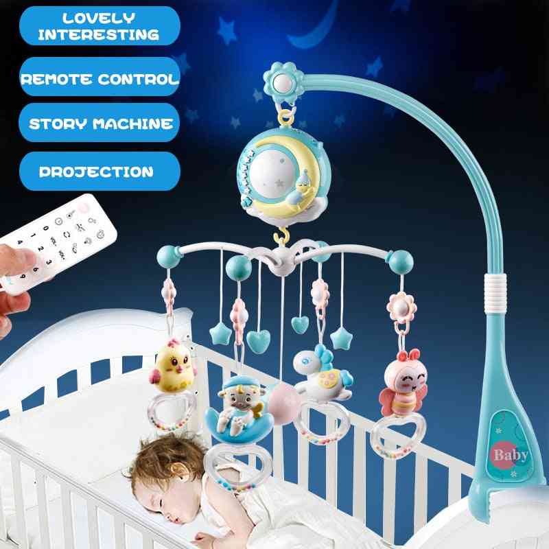 Skallror babyhållare, roterande mobil sängklocka spellåda projektionsleksak