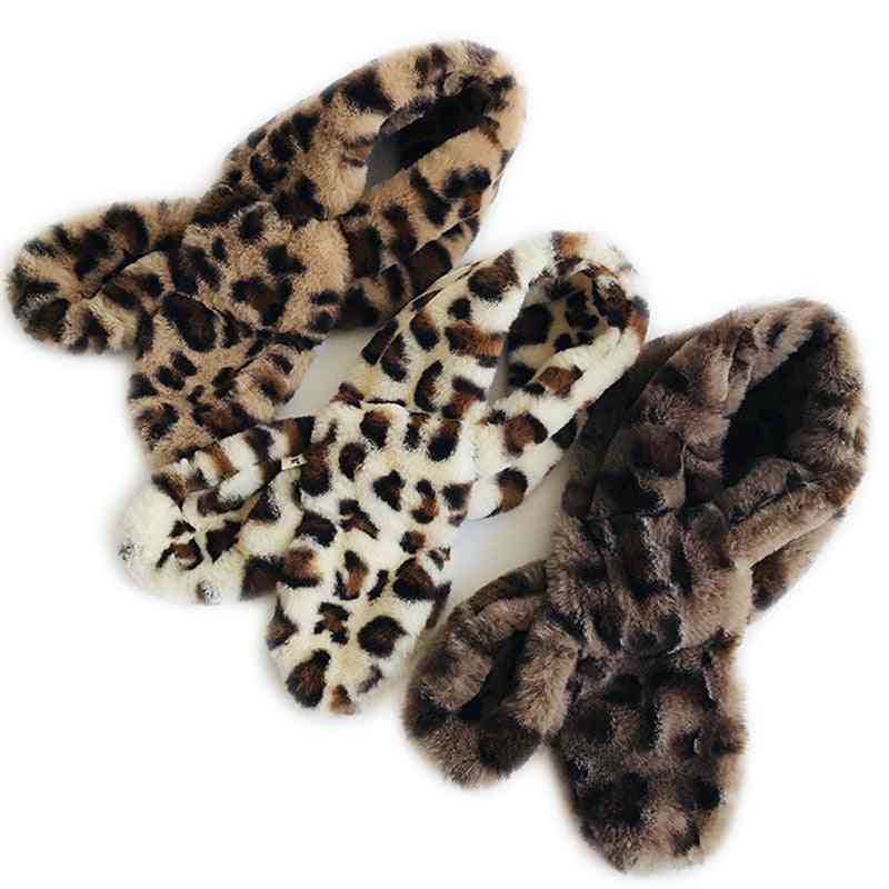 Dětský zimní leopard zvířecí kožešinový šátek