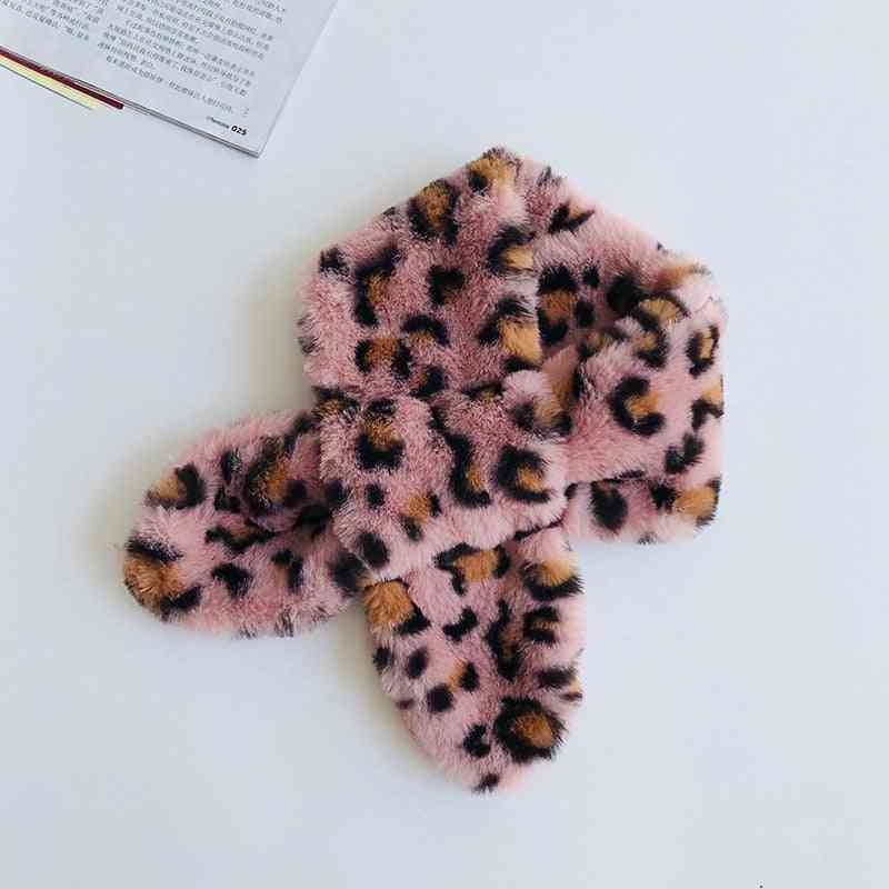Dětský zimní leopard zvířecí kožešinový šátek
