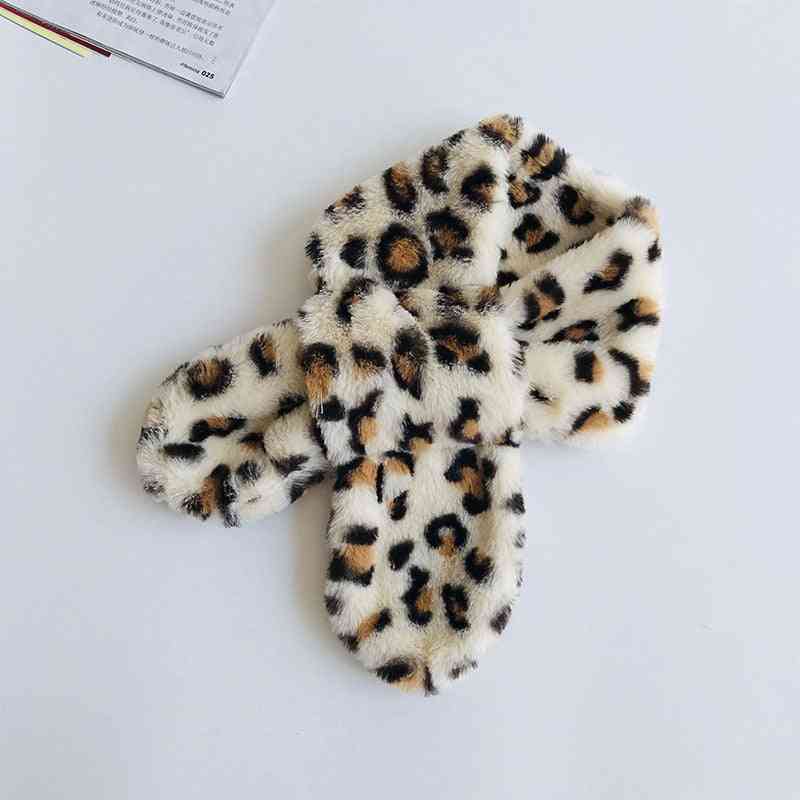 Children Winter Leopard Animal Print Furs Scarf