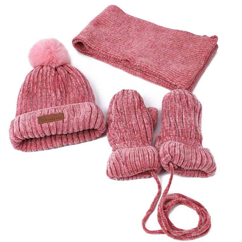 Children Three-piece Hats Scarf Gloves Set