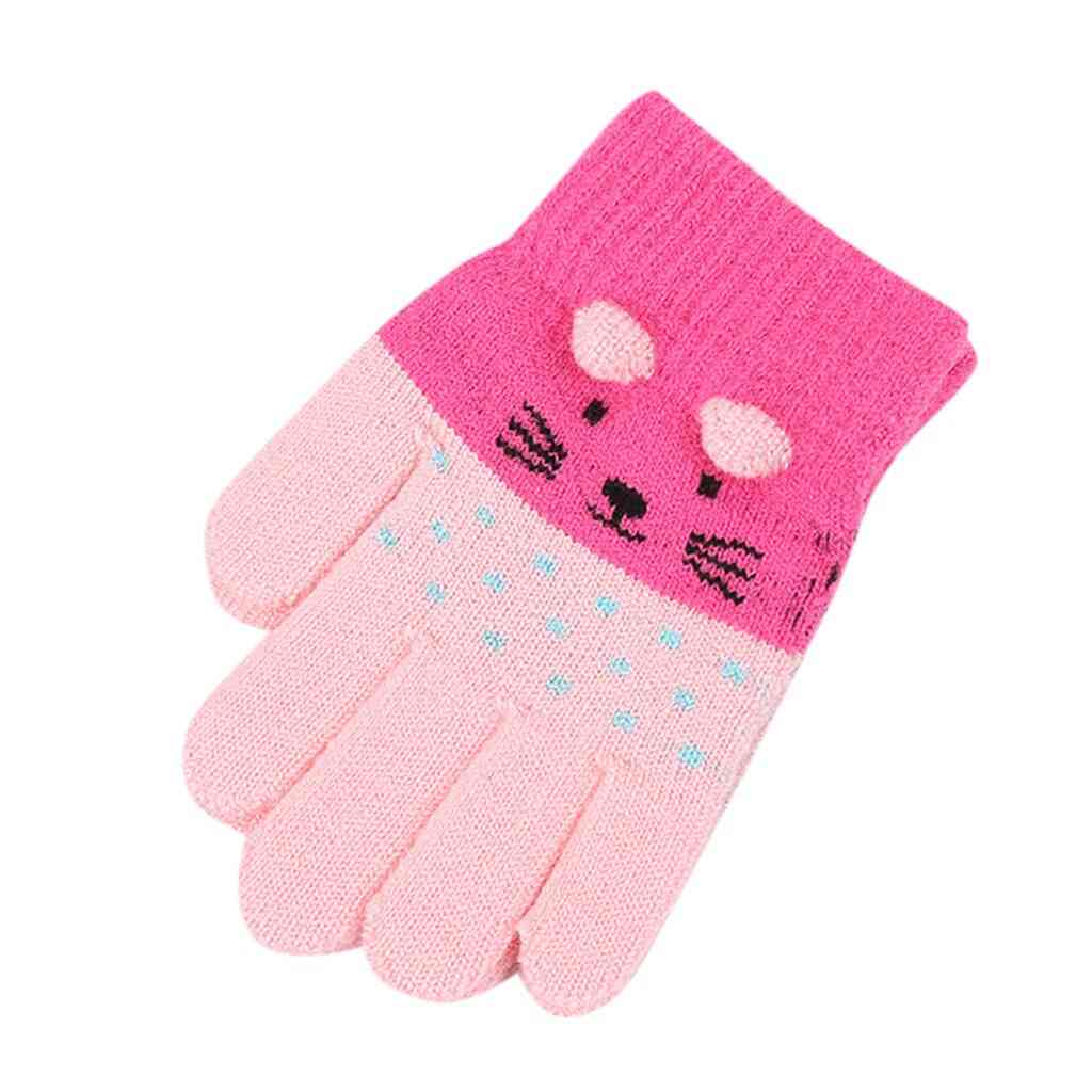 Detské zimné roztomilé kreslené palčiaky zvieratko teplé pletené rukavice