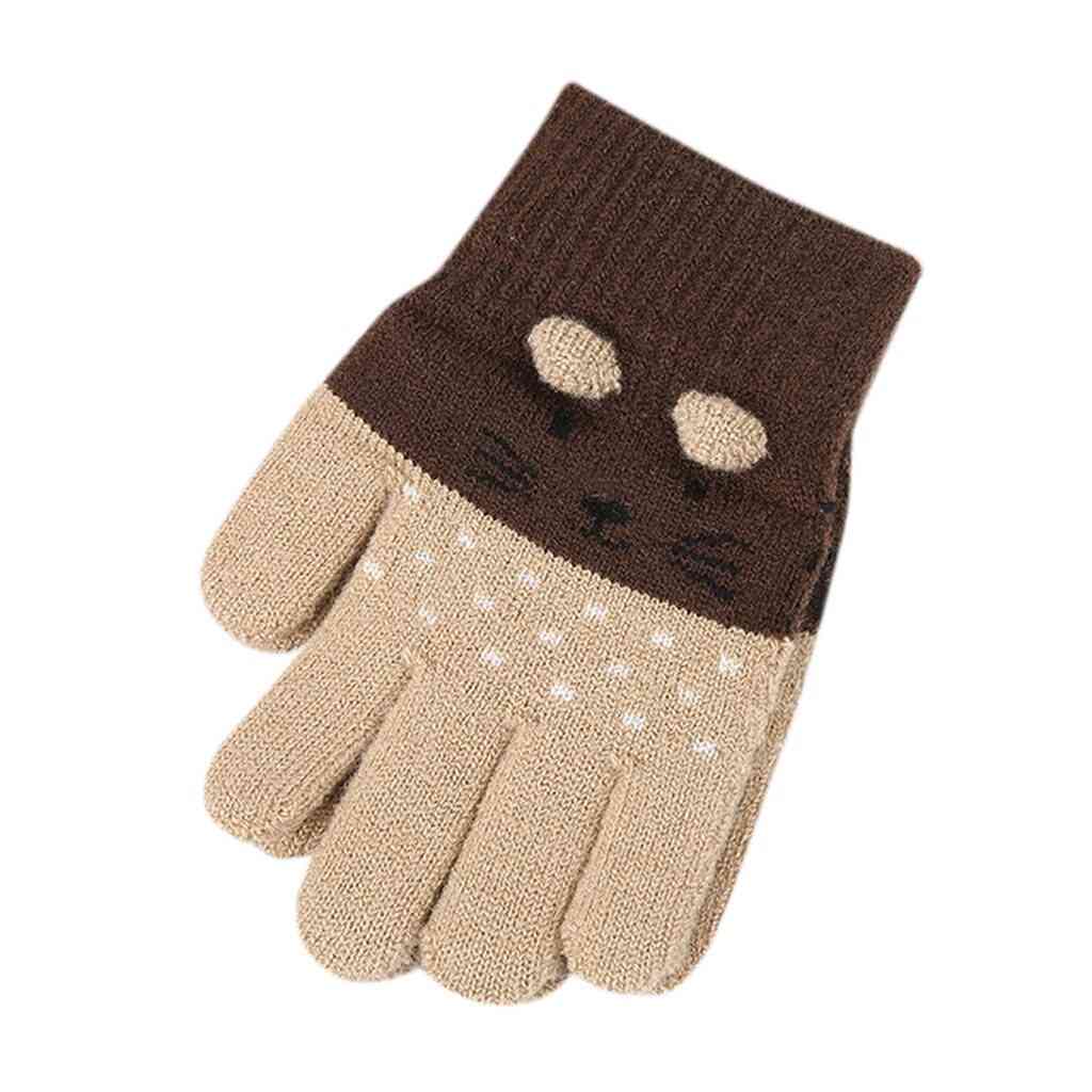 Otroci zimski srčkani risani palčniki živalske tople pletene rokavice