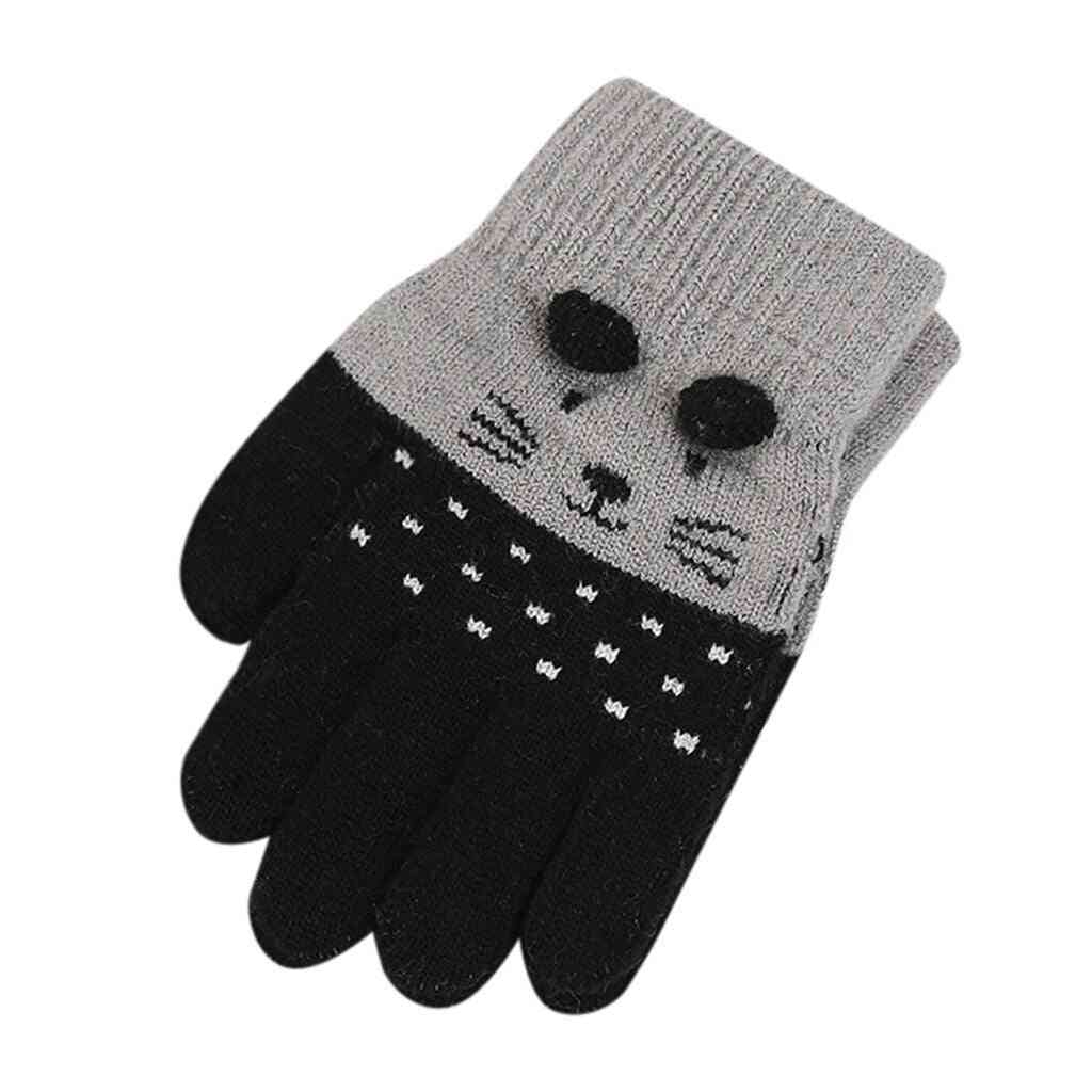 Vinter varm- tegneserie dyr, strikkede vanter handsker
