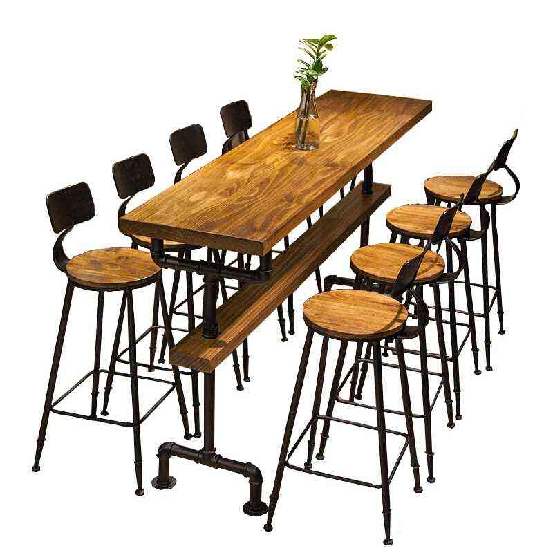 Retro Coffee Shop Solid Wood Wall High Bar Tables 8342