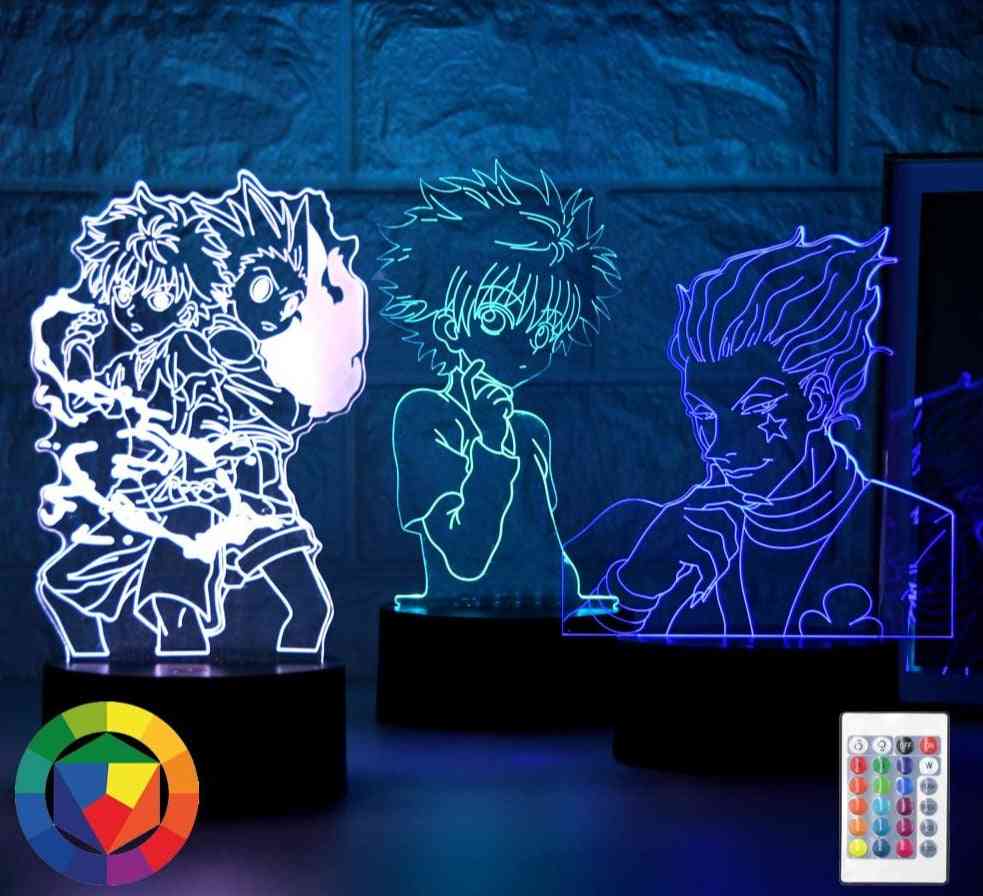 Japán manga téma hisoka kép 3D látás éjszakai lámpa