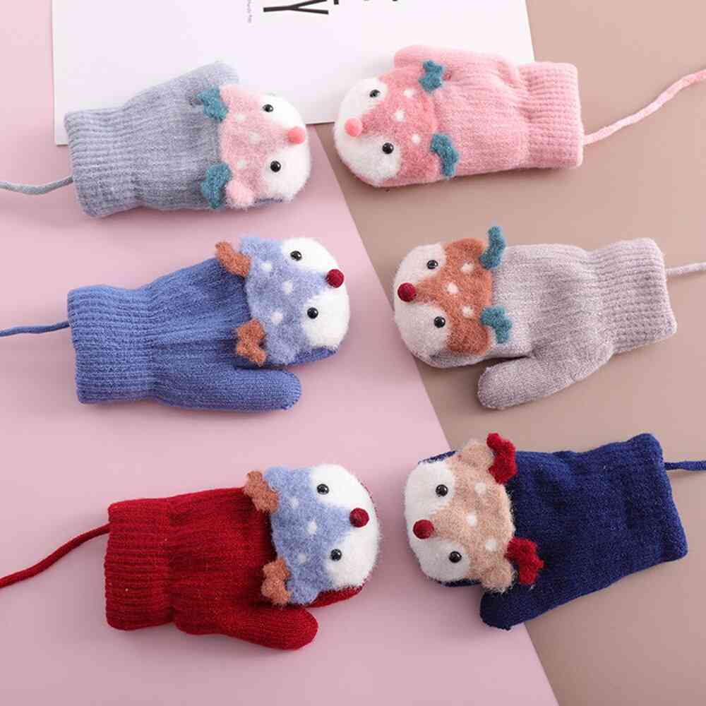 Cute Cartoon Deer Knitted Gloves With Sound Plush Warm