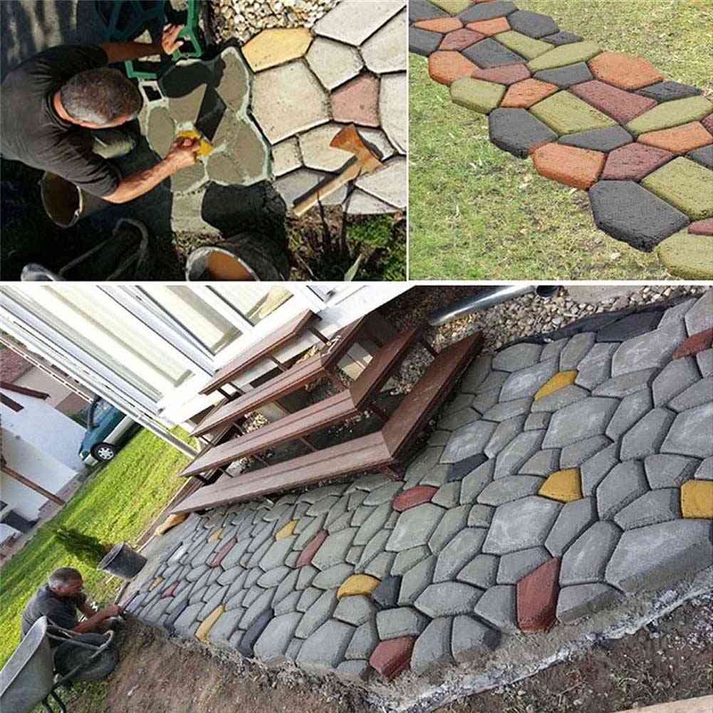 Garden Diy Plastic Path Maker, Pavement Model Concrete Stepping Stone, Cement Mould Brick