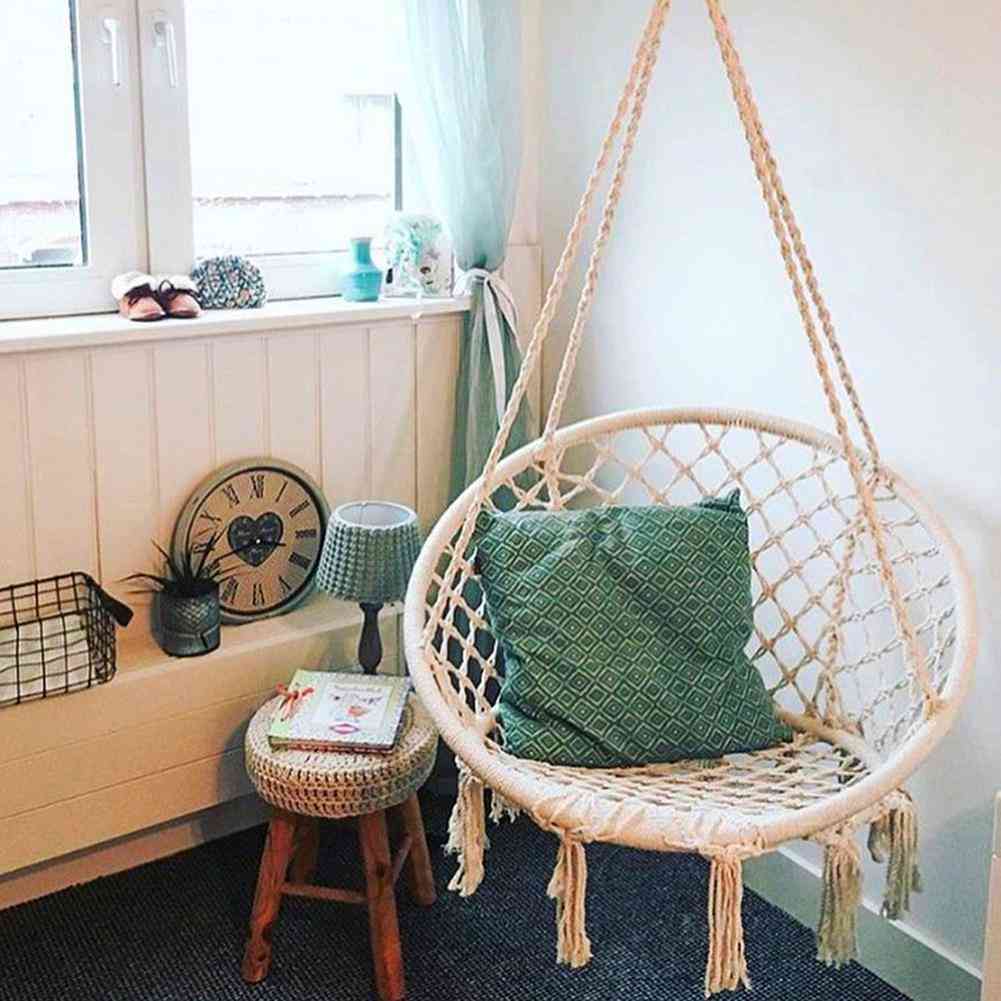Safe Hanging Hammock Chair, Swing Rope Outdoor / Indoor Bar Garden Seat