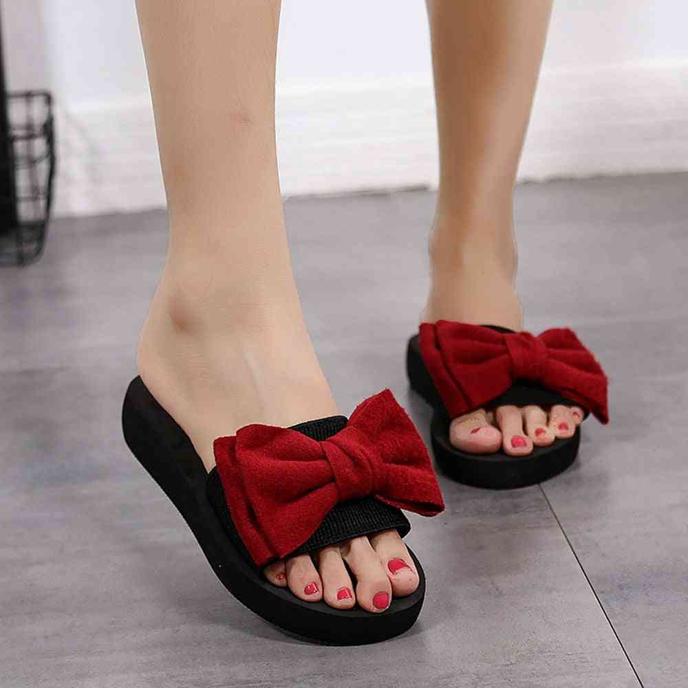 Kvinnor sommar casual rosett platta sandaler skor