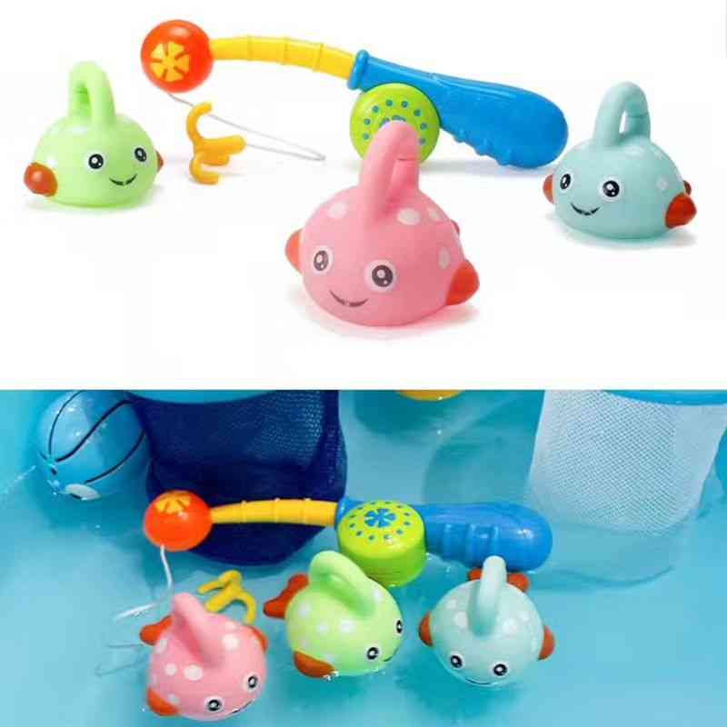 Baby Bath Toy, Kids,, Plastic Water Fishing, Pinch Spray Hook For Infants