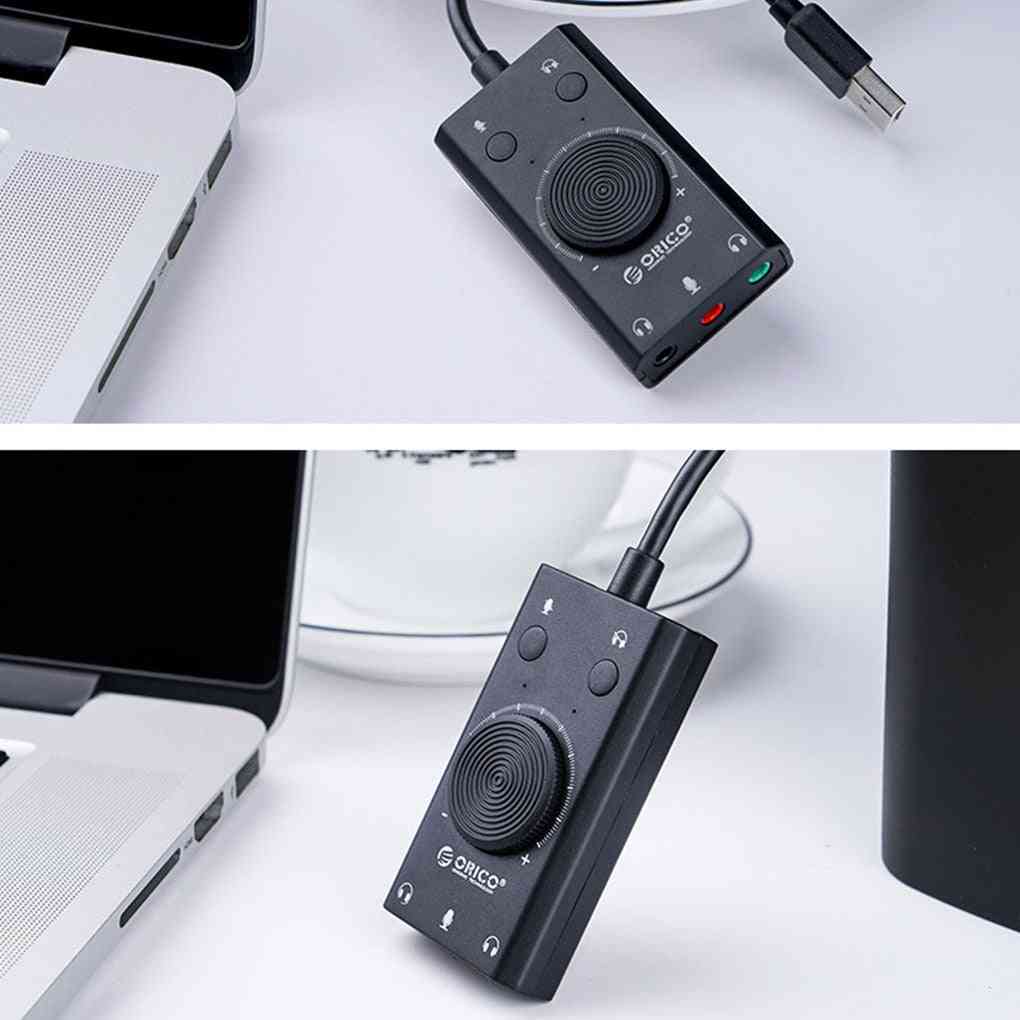 USB externt ljudkort- mikrofonhörlur med 3-portsutgång