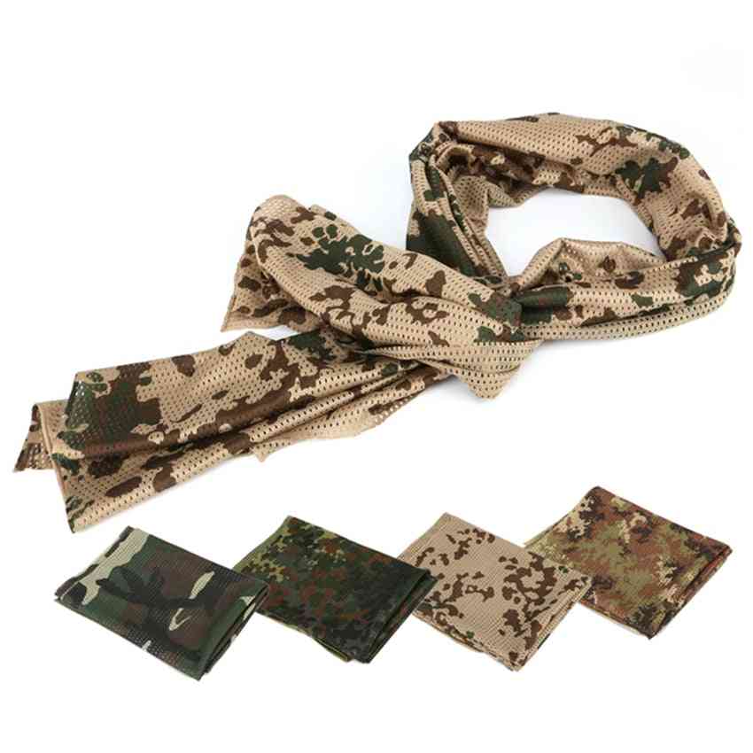 Mens Tactical Scarf, Military Camouflage Mesh, Sniper Face Scarves For Adult, Shawl Wrap Army Accessories