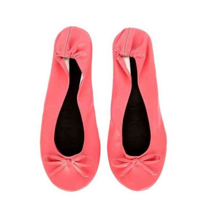 Přenosné balerínky cestovní skládací plesové boty - růžové
