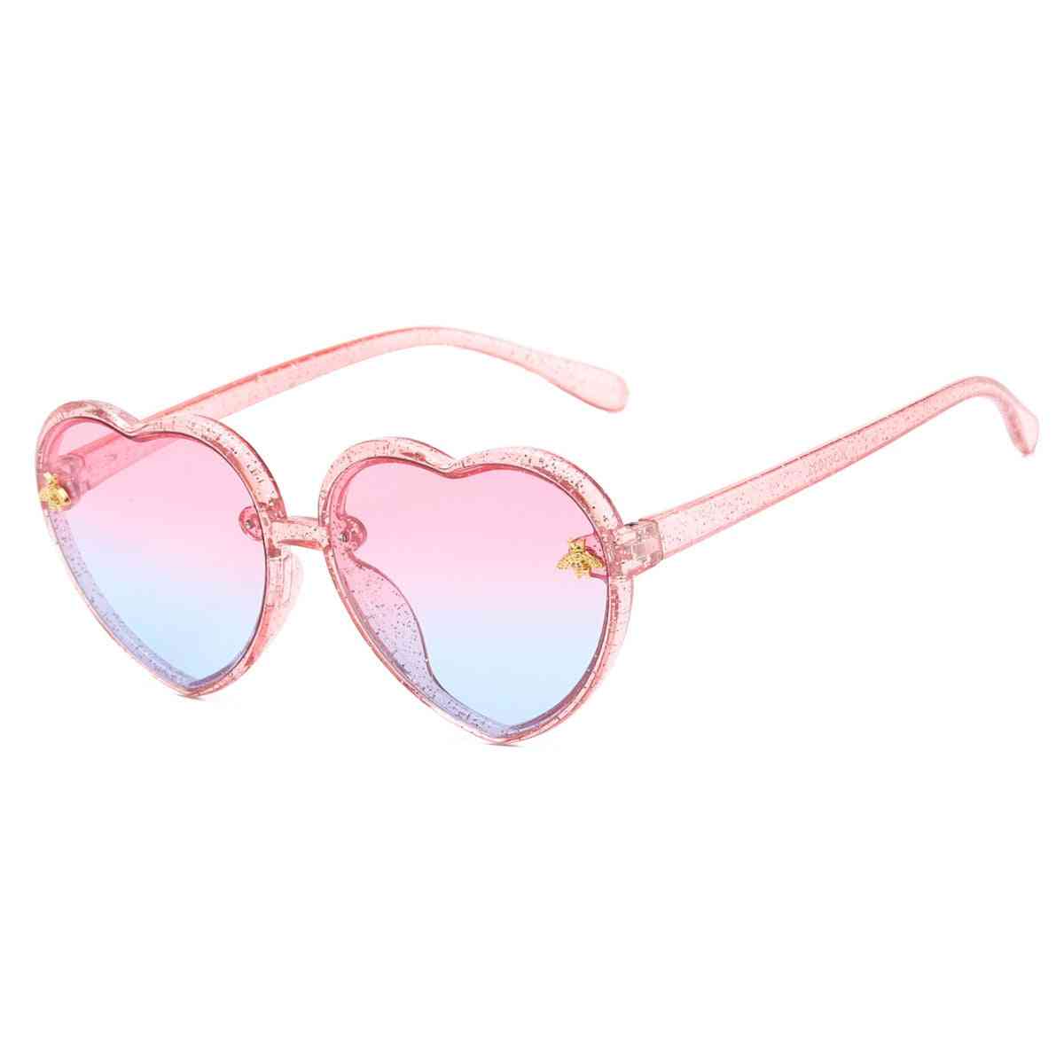 Children Retro Cute Cartoon Bee Pink Heart Sunglasses