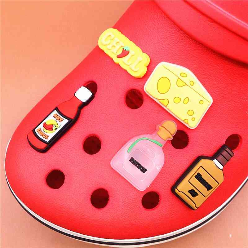 Wine Bottle Shoe Charms Cheese Chili Sauce Accessories Decoration