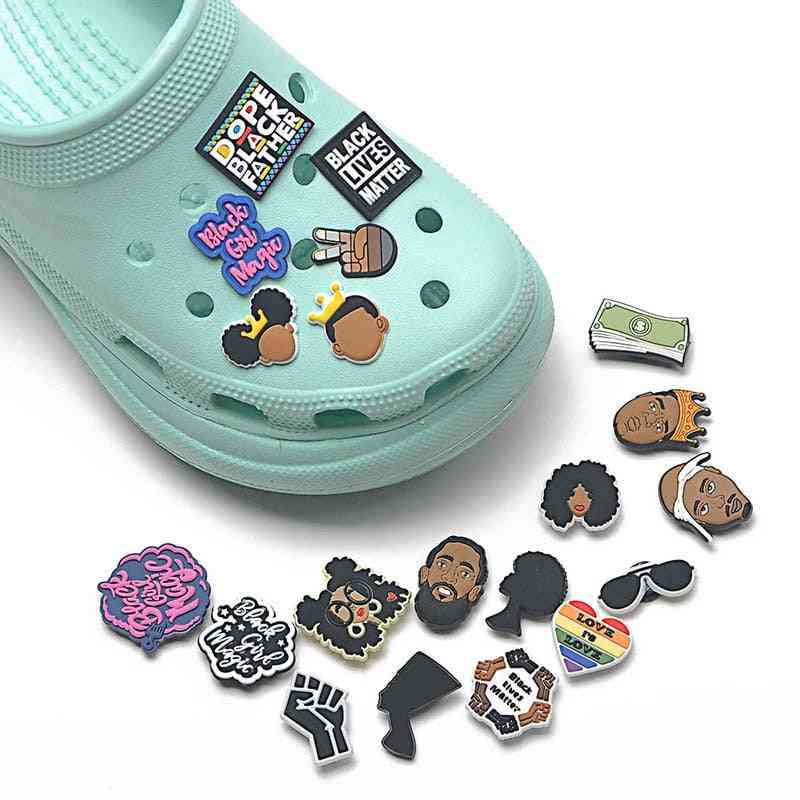 Pvc coccodrillo ragazza nera scarpe magiche bottoni accessori fibbia decorazioni