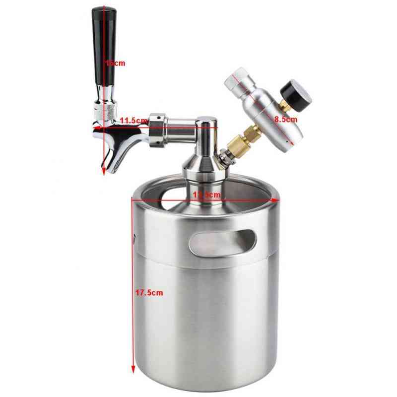 Stainless Steel Keg With Faucet Pressurized Home Brewing Craft, Beer Dispenser System