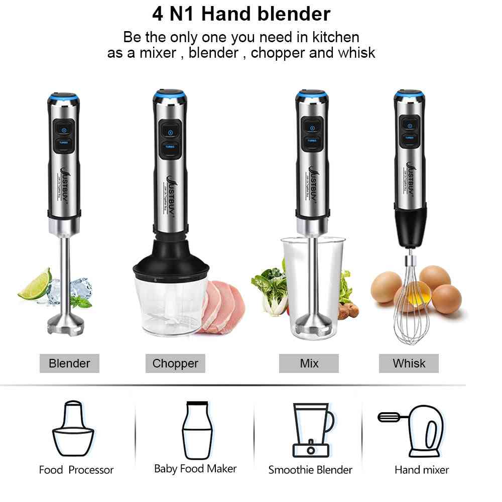 Electric Stick Hand Blender, Mixer, Hand Immersion, Egg Whisk, Juicer Meat Grinder, Food Processor