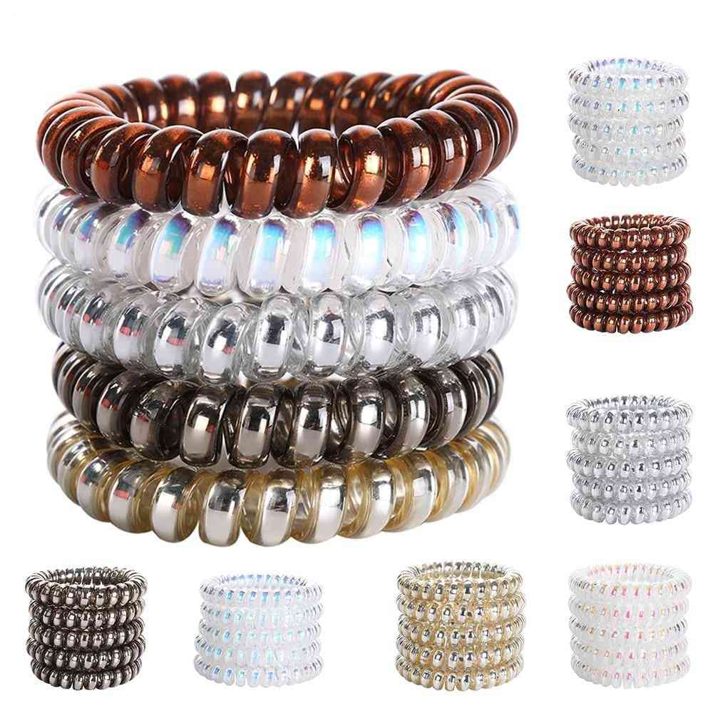 Frosted Colored Telephone Wire Elastic Hair Bands For