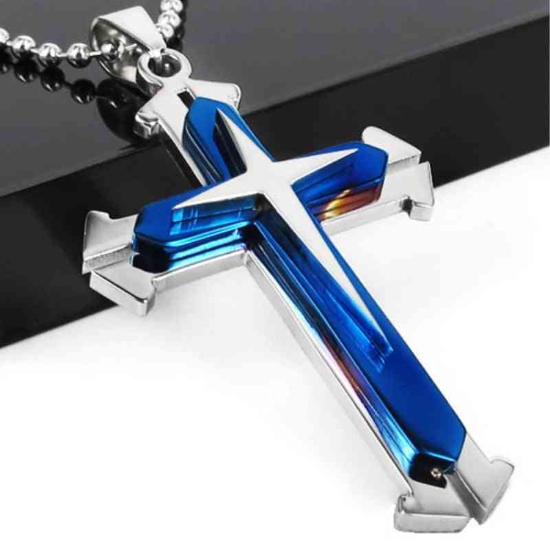 Men's Cross Necklace Jesus Titanium Steel Pendant