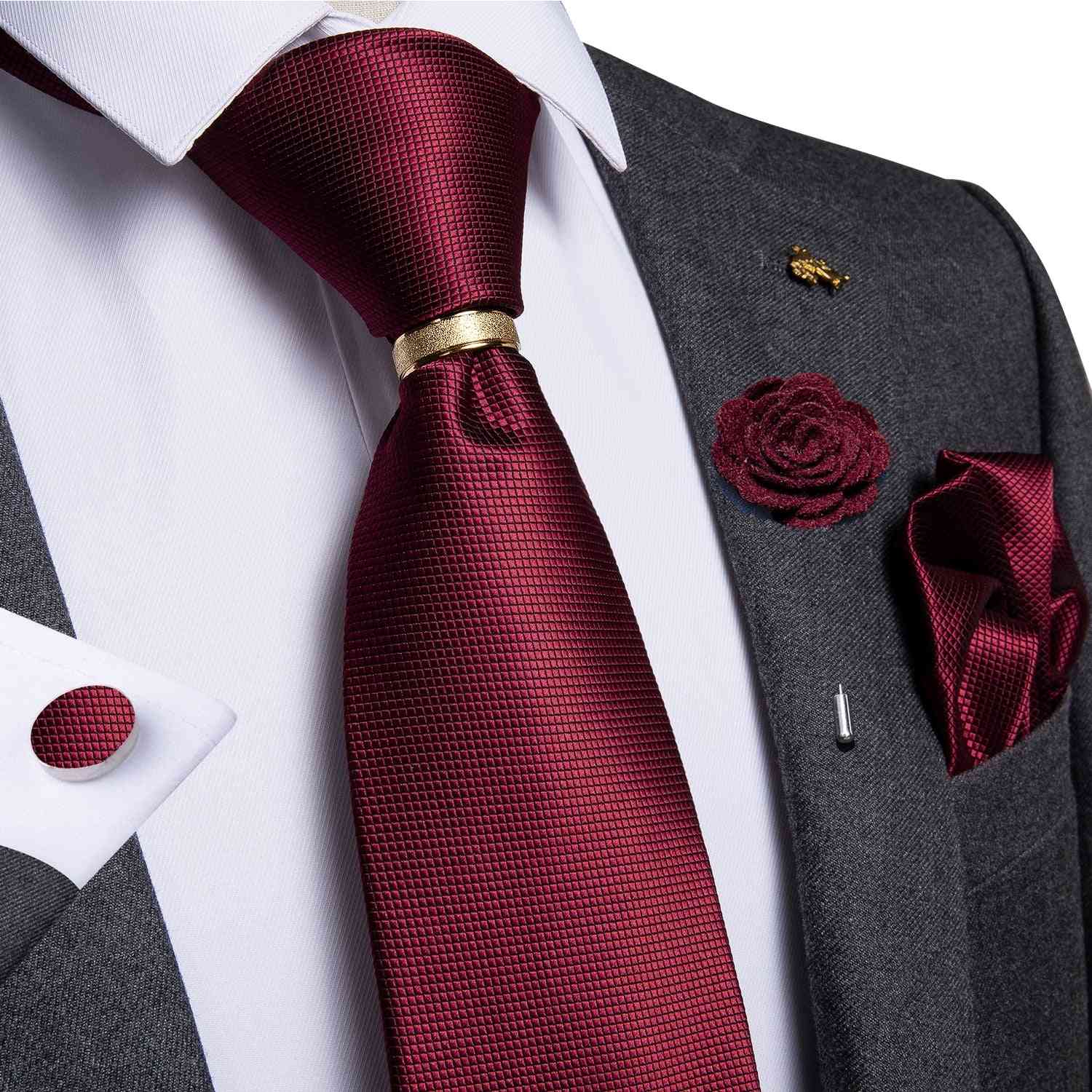 Silk Jacquard Woven Men Necktie, Ring Brooch And Cufflinks
