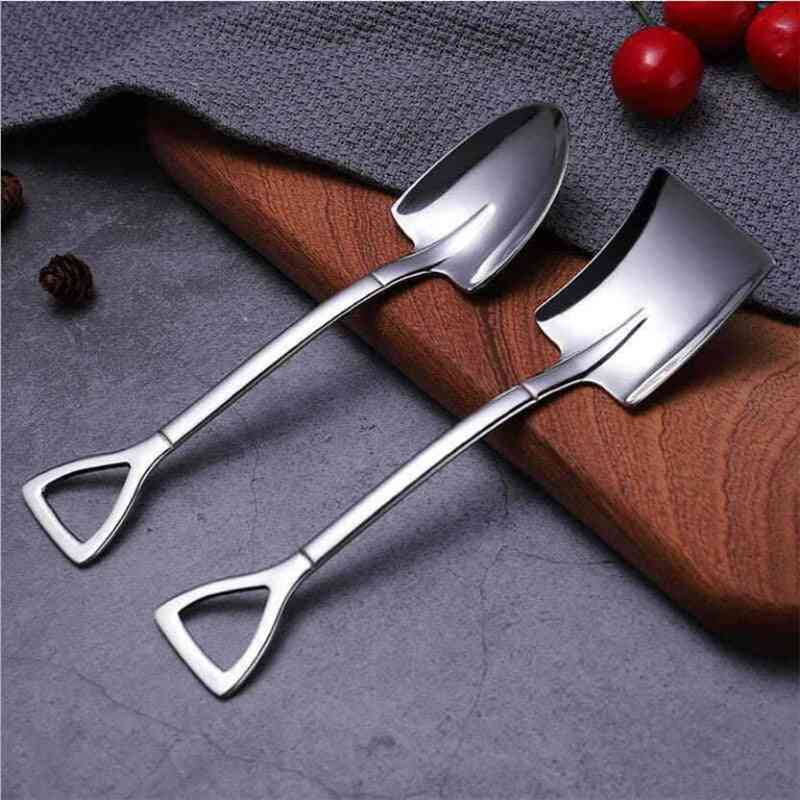 Retro Shovel Coffee Spoon, Stainless Steel Dessert Spoons