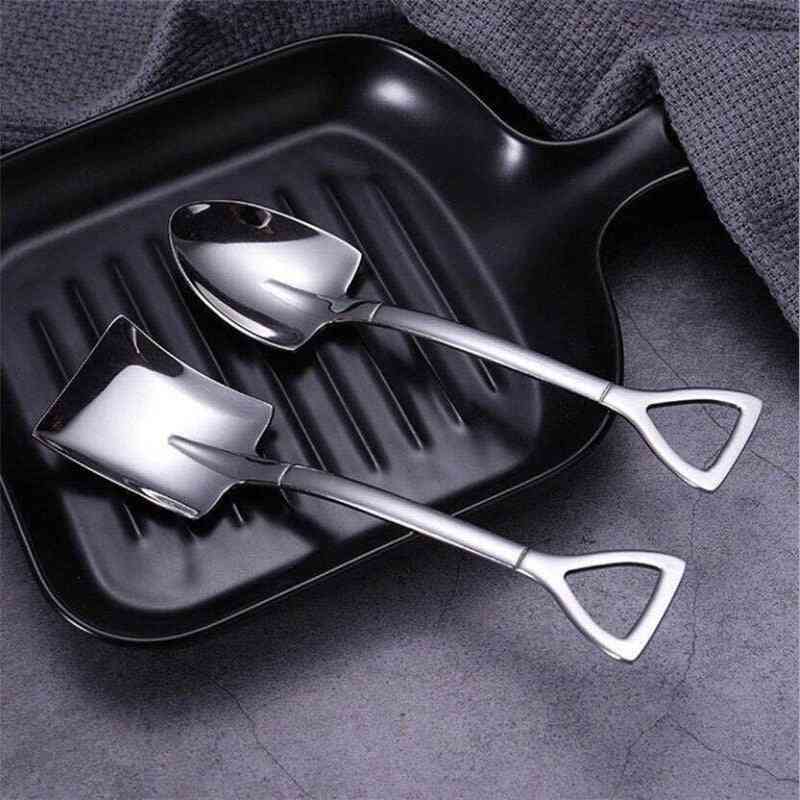 Retro Shovel Coffee Spoon, Stainless Steel Dessert Spoons