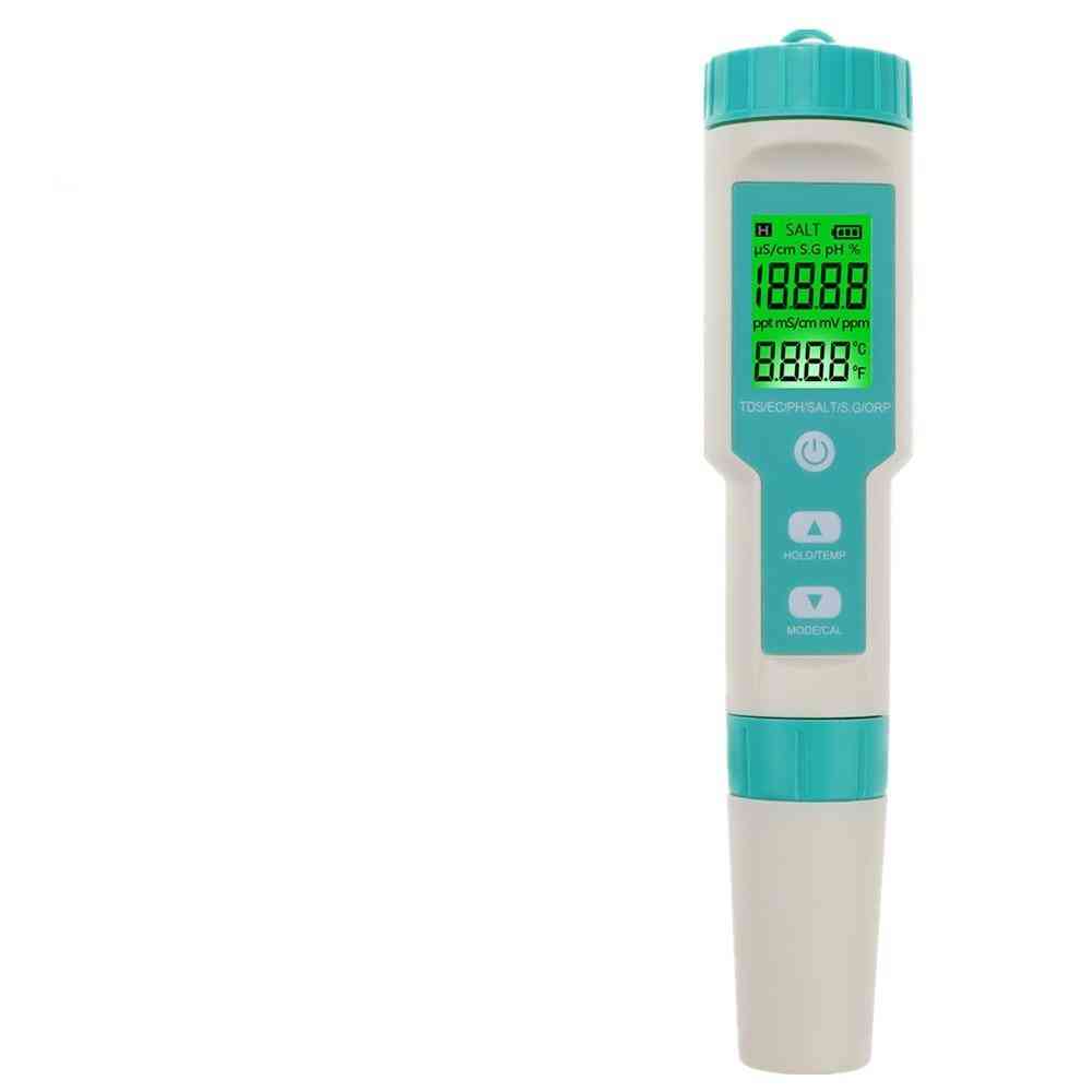 Ph meter saltholdighed s. g temperaturmåler med baggrundsbelysning vandkvalitetsmonitor tester