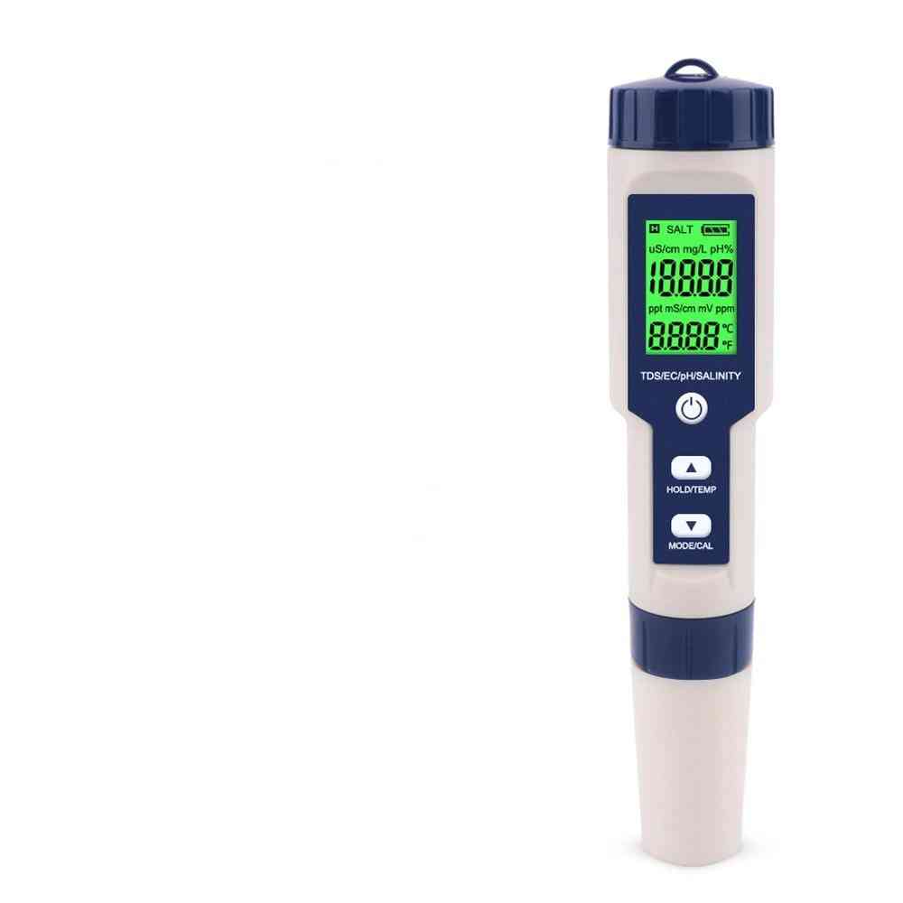 Ph Meter Salinity S. G Temperature Meter With Backlight Water Quality Monitor Tester