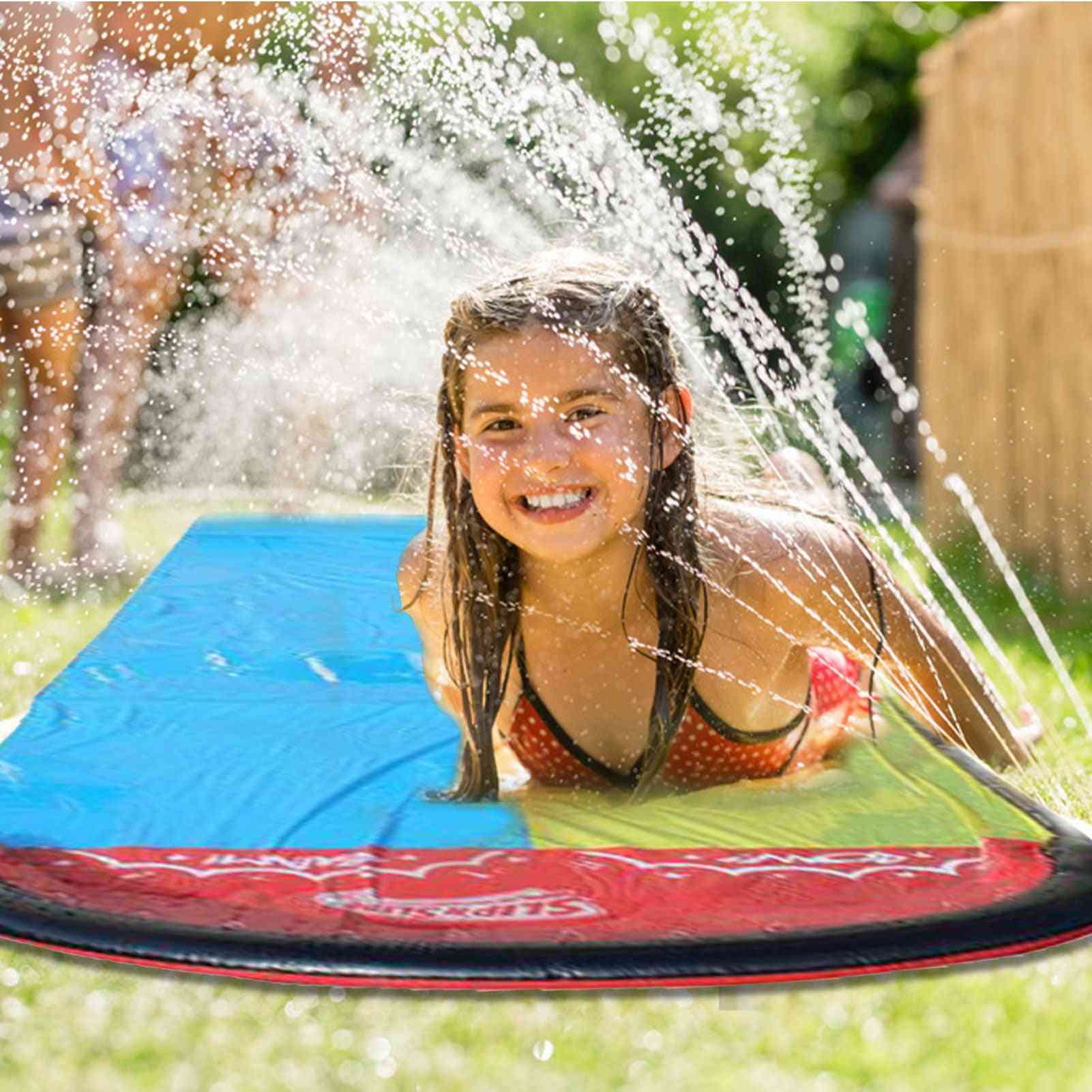 Children Double Surf Water Slide, Outdoor Garden Racing Lawn, Spray Summer, Games Toy