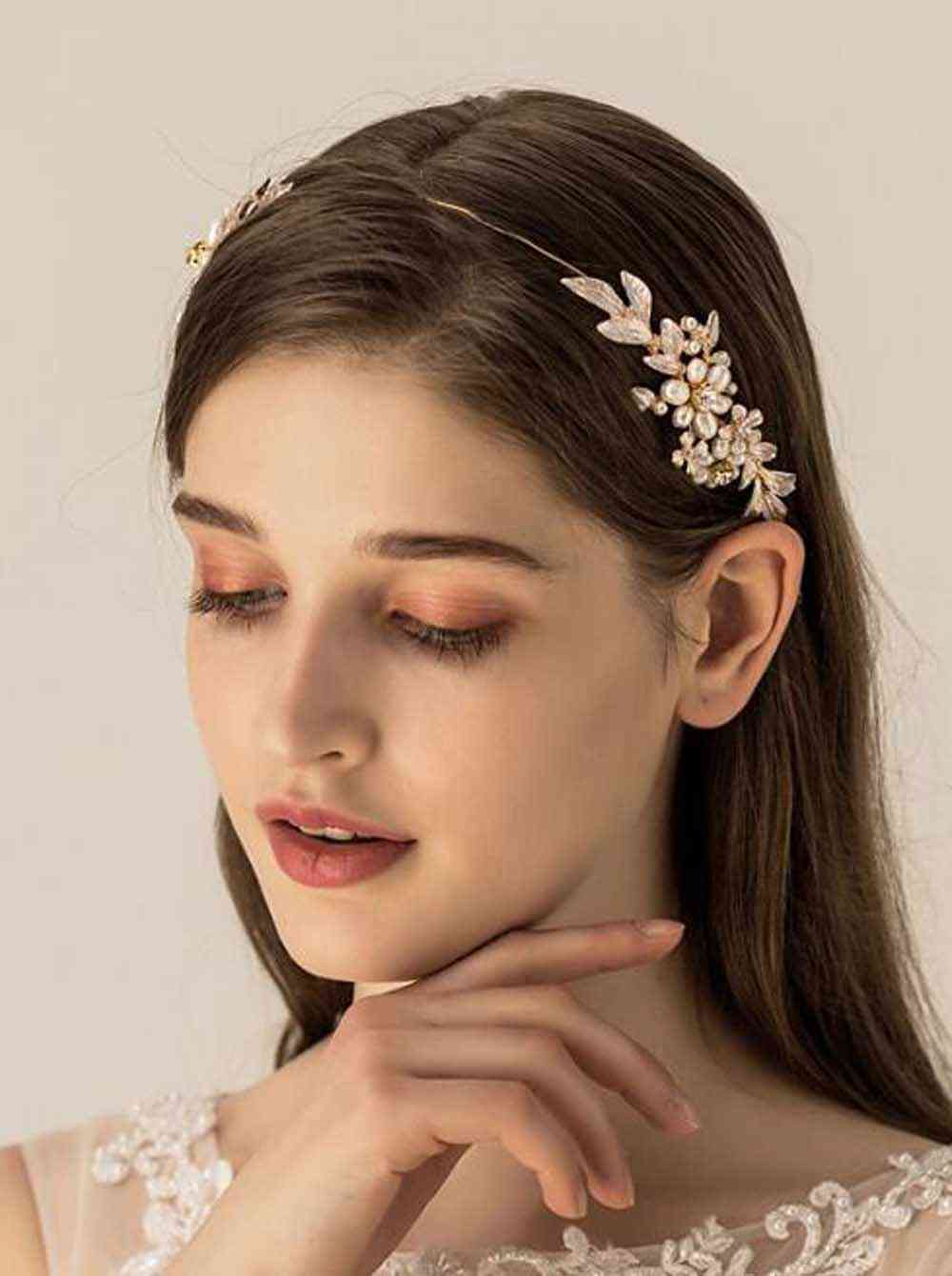 Bridal Gold Leaves Flower Headband