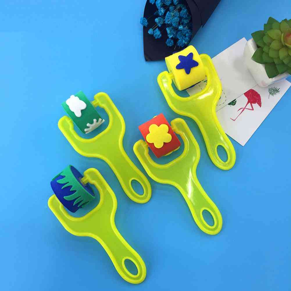 Creative Flower Star Sponge Roller Paintbrush Diy Painting Tools Kids
