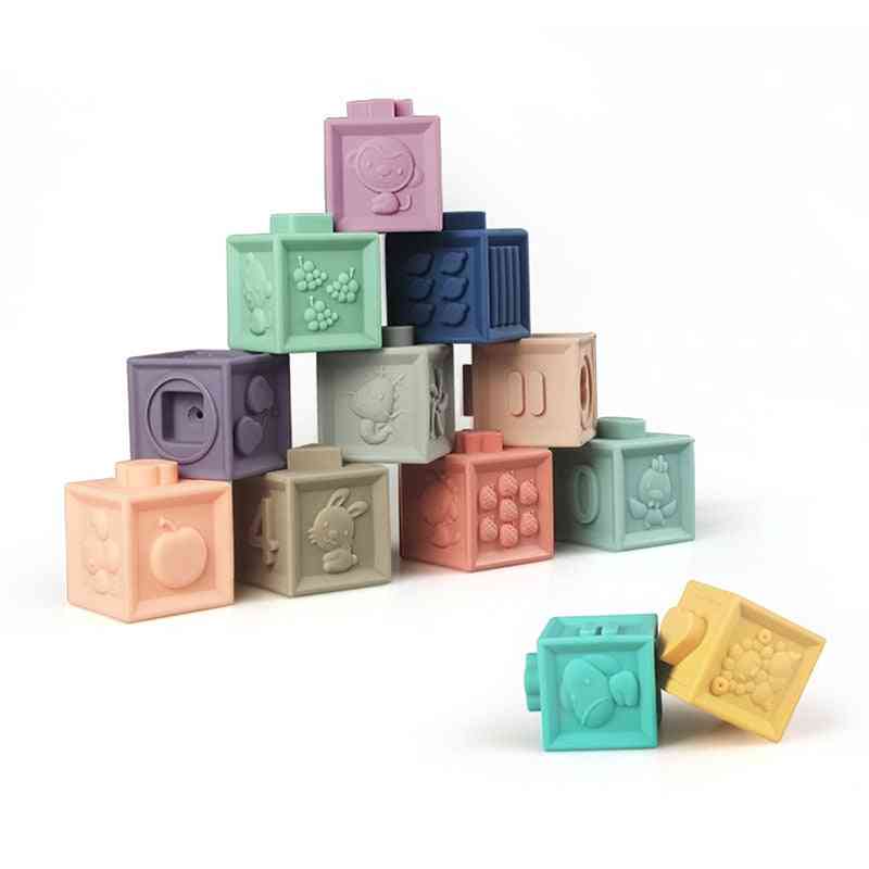 Soft Rubber- Building Blocks, Bath Grasp, Hand Rubber Toy For