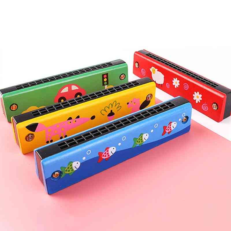 16 Holes Wooden Harmonica Creative Musical Instruments Double-row Education