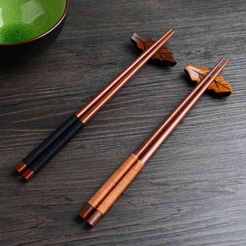 Handmade Japanese Natural Chestnut Wood Sushi Chopsticks Set