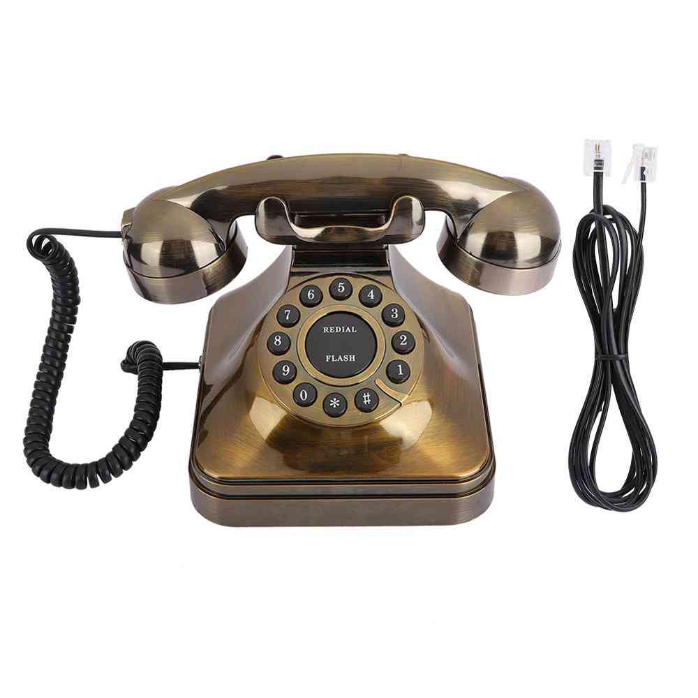 Antique Bronze- Vintage Landline Phone For Desktop Caller Home